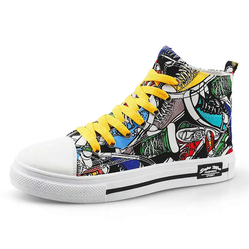 

PU Leather Sport Shoes Men Brands Large Size Running Shoe Man High Top Lace-up Platform Sports Shoes Light Flat Men's Sneaker G5
