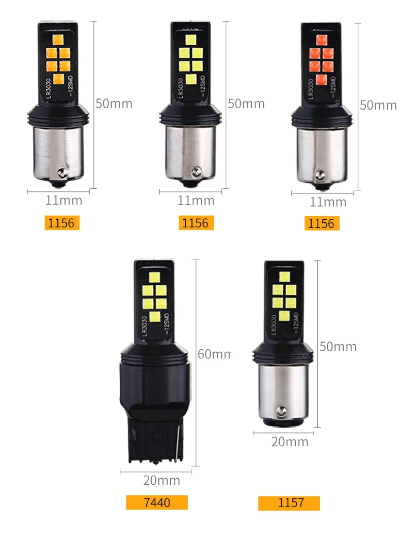 2 шт. Автомобильные светодиодные лампы 1156 P21W BA15S 1157 P21/5W BAY15D T20 7440 W21/5W 7443 BAU15S |