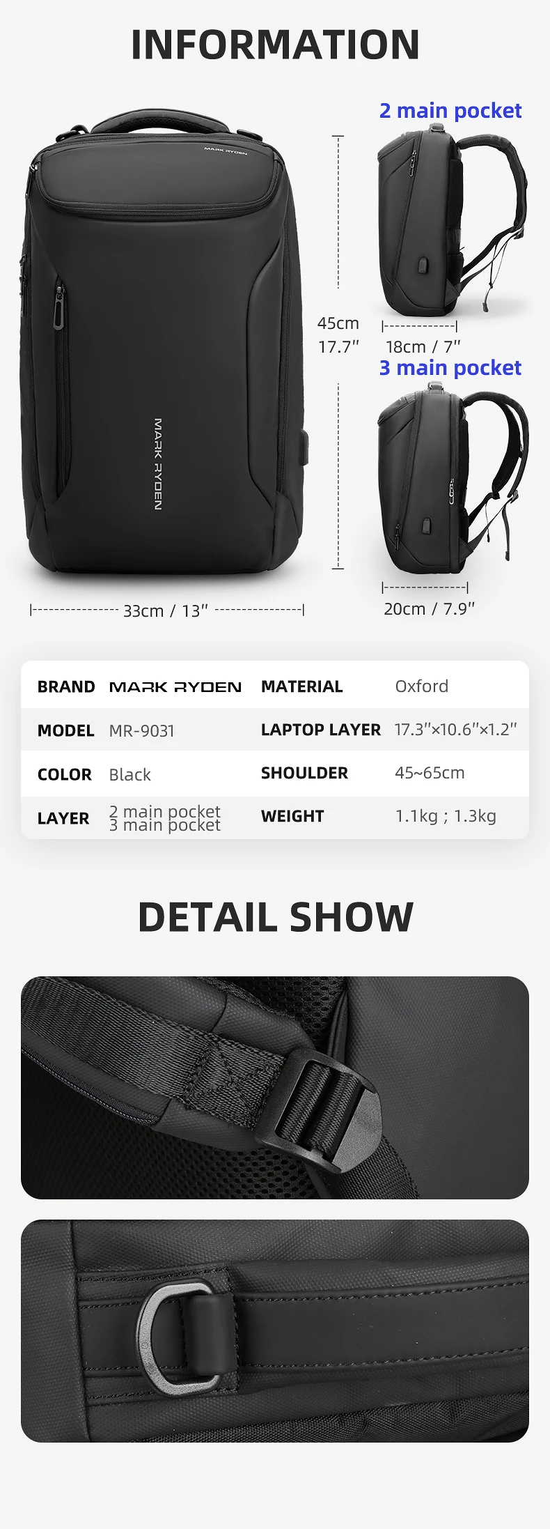 

2021 New Anti-thief Fashion Men Backpack Multifunctional Waterproof 15.6 inch Laptop Bag Man USB Charging Travel Bag