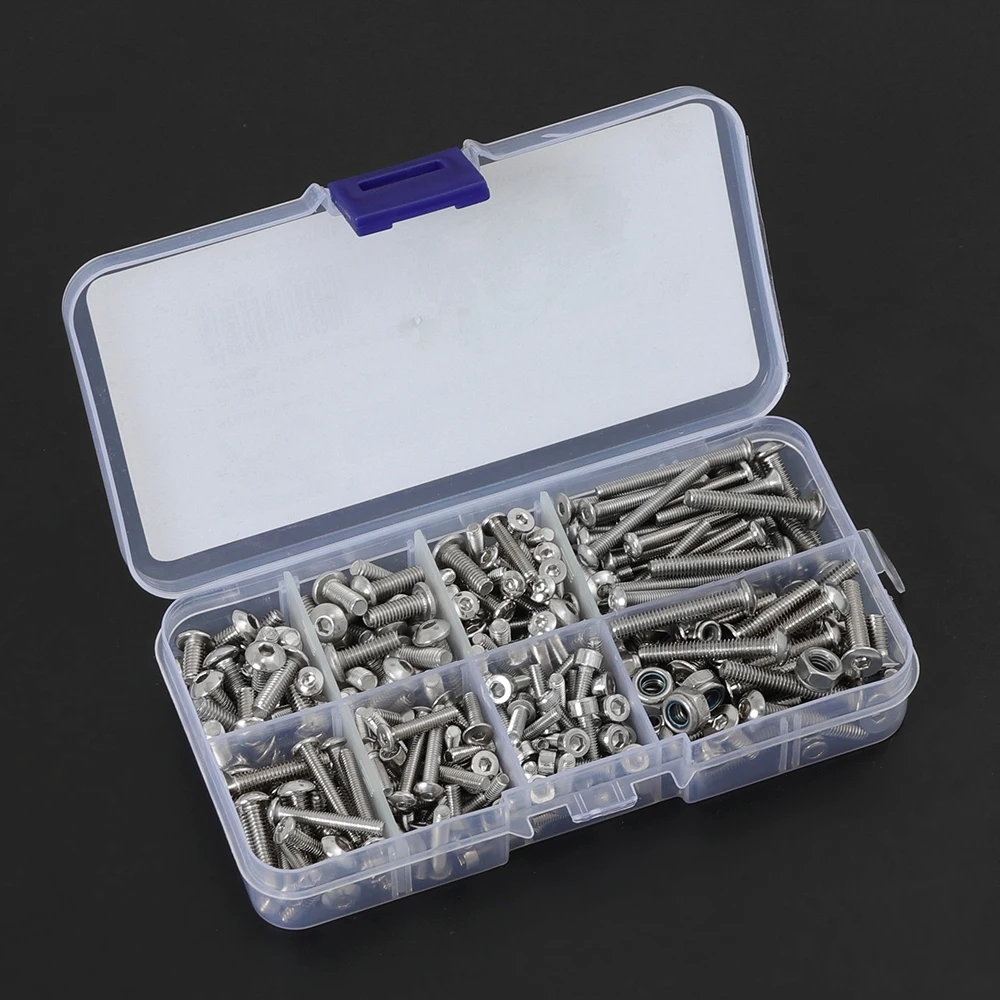 305 шт. комплект из нержавеющей стали коробка с винтами м2 5 м3 М4 С шестигранным
