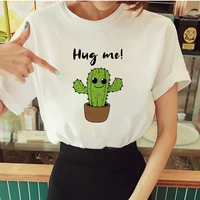 cartoon cactus embrace creative graphic women t shirts hug me t shirt female harajcku beautiful tshirt style 2021 new arrivals