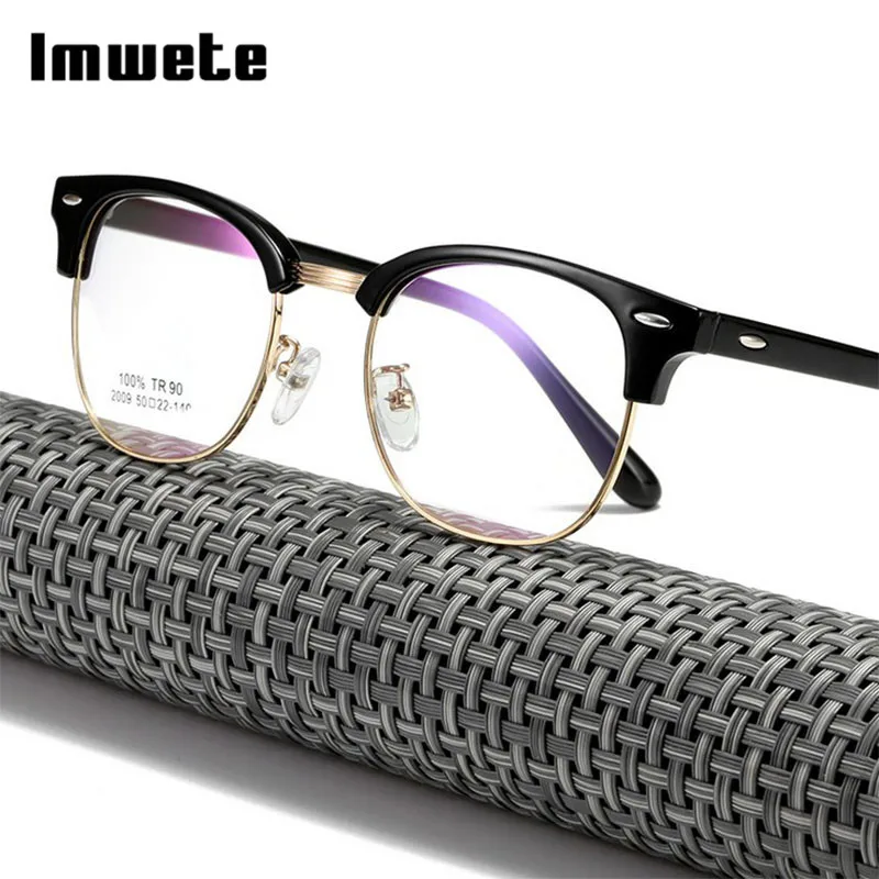 Imwete металлическая оправа для очков половинчатая Ретро женские оптические очки