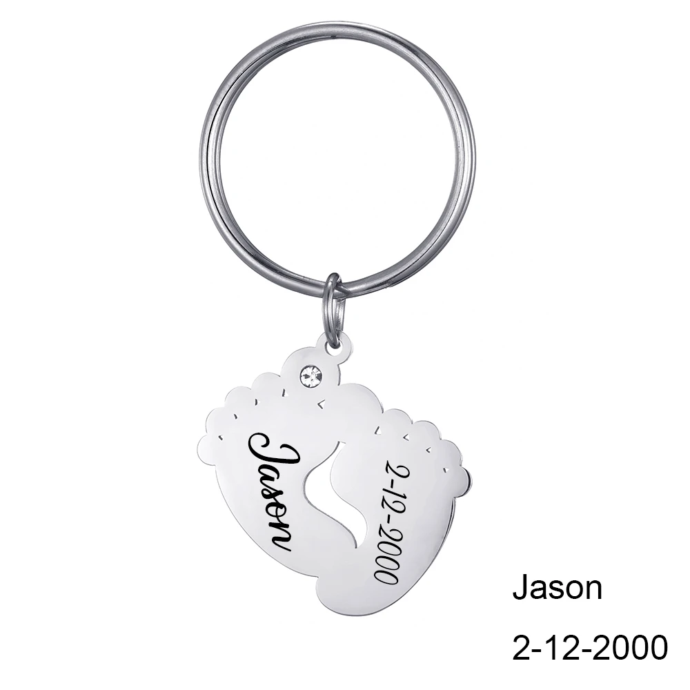 

Personalized Keychains Gift Custom Engrave Black Name Date For Baby Lover Stainless Steel Gold Silver Color Customized Keyring