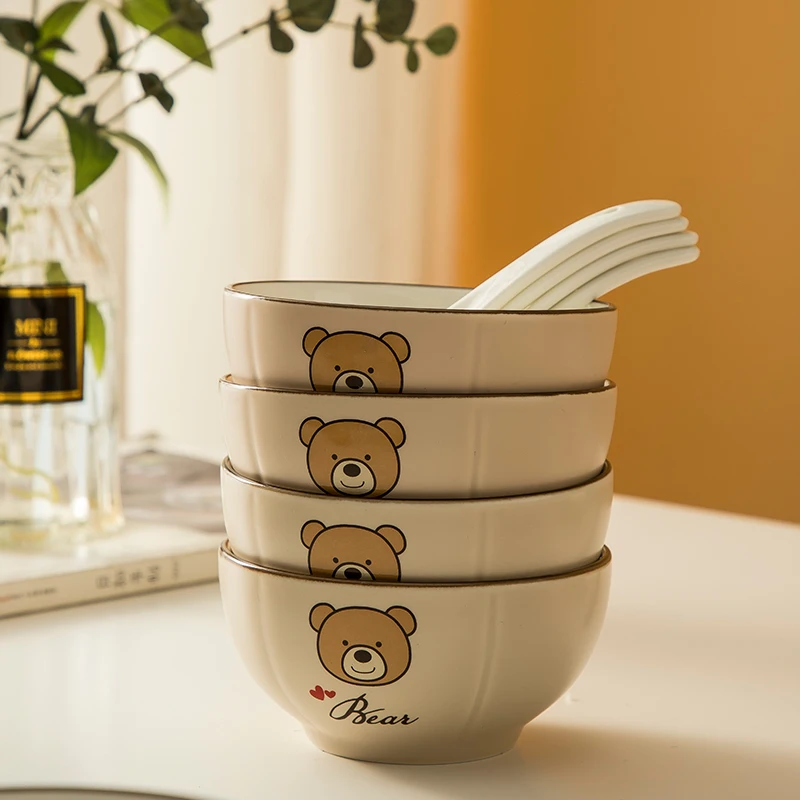 

Bear baby porcelain tableware set bowl plate children's tableware cartoon creative tableware