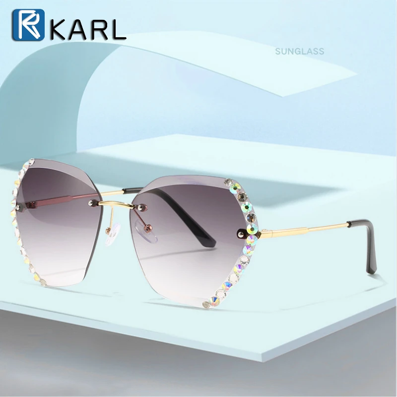 

2020 Fashion Gradient Sunglasses for Women Polygon Sun Glasses Female Imitation Diamond Lens Luxury Brand Lady Sunglass