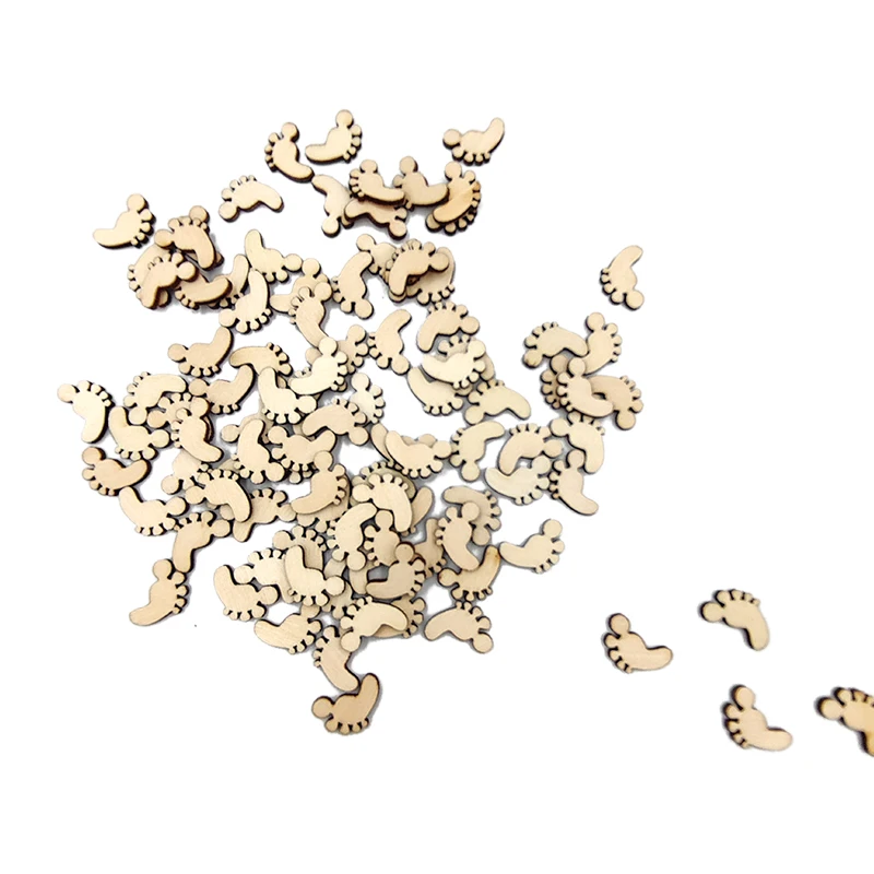 

50pcs Unfinished Baby Footprint Shaped Wood for Crafts Wooden DIY Projects Home Decoration