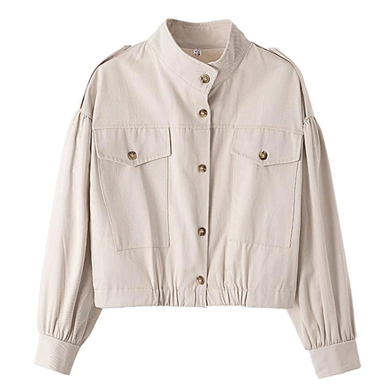 

Autumn Short Jackets Women Fashion Solid Single Breasted Short Coats Female Outerwear Korean Long Sleeve Jacket Casaco Feminino