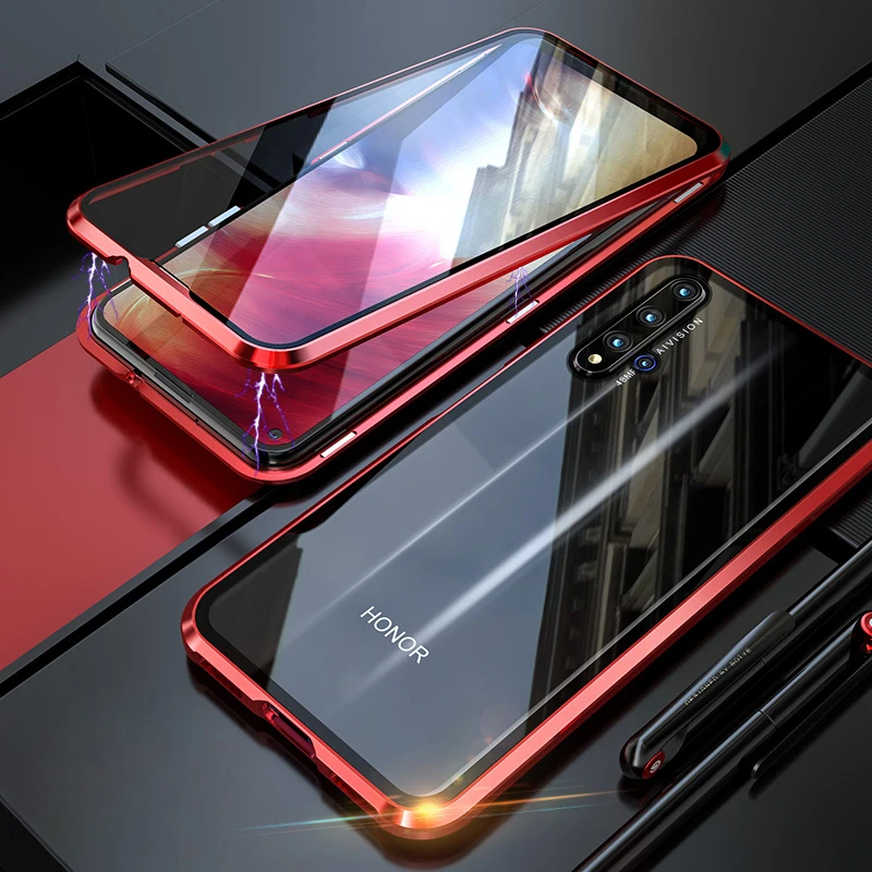 Роскошный 360 полный корпус Магнитный стеклянный чехол для huawei Honor 20 Pro Nova 5T прозрачный металлический бампер задняя крышка huawei Nova 5t чехол