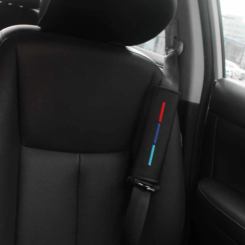 

Gtinthebox M-color PU Soft Leather Car Safety Seat Belt Shoulder Pad For BMW 328i M3 M2 M5
