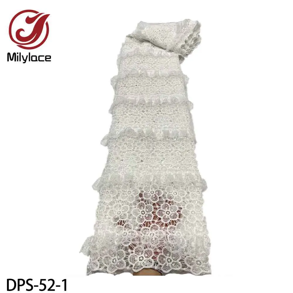 

Milylace African Cord Lace Fabric High Quality 3D Water Soluble Nigerian Guipure Cord Lace for Wedding DPS-52
