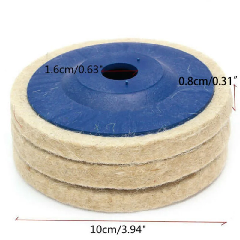 

3pc100mm 4Inch Wool Buffing Wheel Felt Polishing Disc Pads For 100 Angle Grinder Wool Buffing Grinding Wheel Felt Polishing Disc