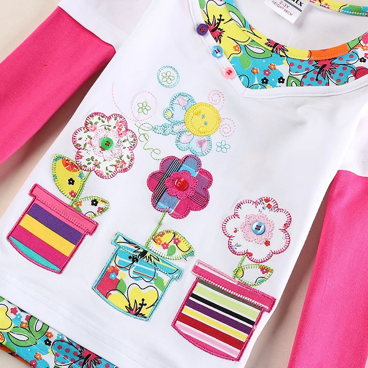 Футболка для девочек с длинным рукавом и вышивкой бабочки новинка Осенняя