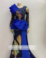 hot sale aso ebi evening dresses long sleeves sequins meramid south african style long formal gowns