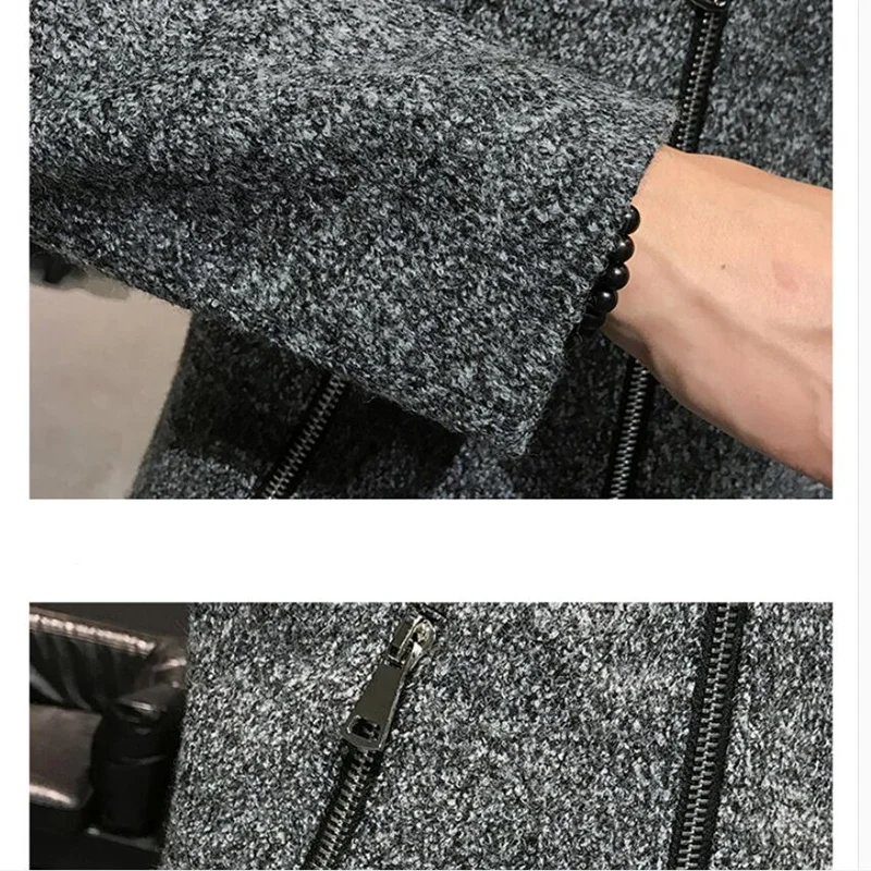 

2021 Brand Winter Wool Men Thick Coats Slim Fit Stand Collar Male Fashion Wool Blend Outwear Jackets Smart Casual Trench S-3XL