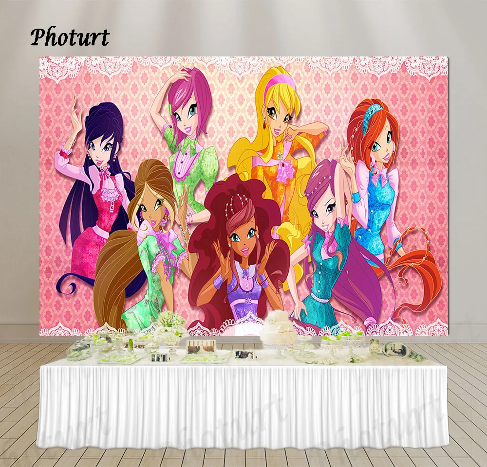 Фотофон виниловый из полиэстера с изображением клуба Винкс для вечевечерние НКИ