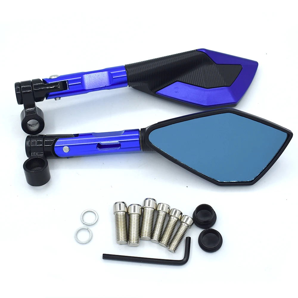 Универсальное алюминиевое зеркало заднего вида мотоцикла с ЧПУ синее для YAMAHA XMAX200 XMAX250 XMAX300 XMAX400 TMAX530