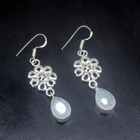 gemstonefactory big promotion single unique 925 silver teardrop natural agate women ladies gifts dangle drop earrings 20212480