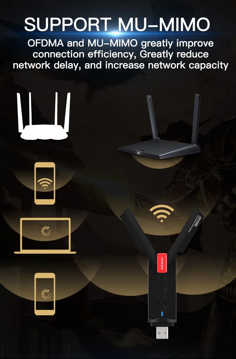 Wi-Fi 6 USB3.0 адаптер Dongle 1800 Мбит / с двухдиапазонная беспроводная сетевая карта 2 4G 5G