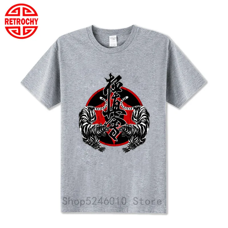 Футболка Shotokan Karate новинка Kanji винтажная Kyokushin Tiger Мужская футболка с коротким