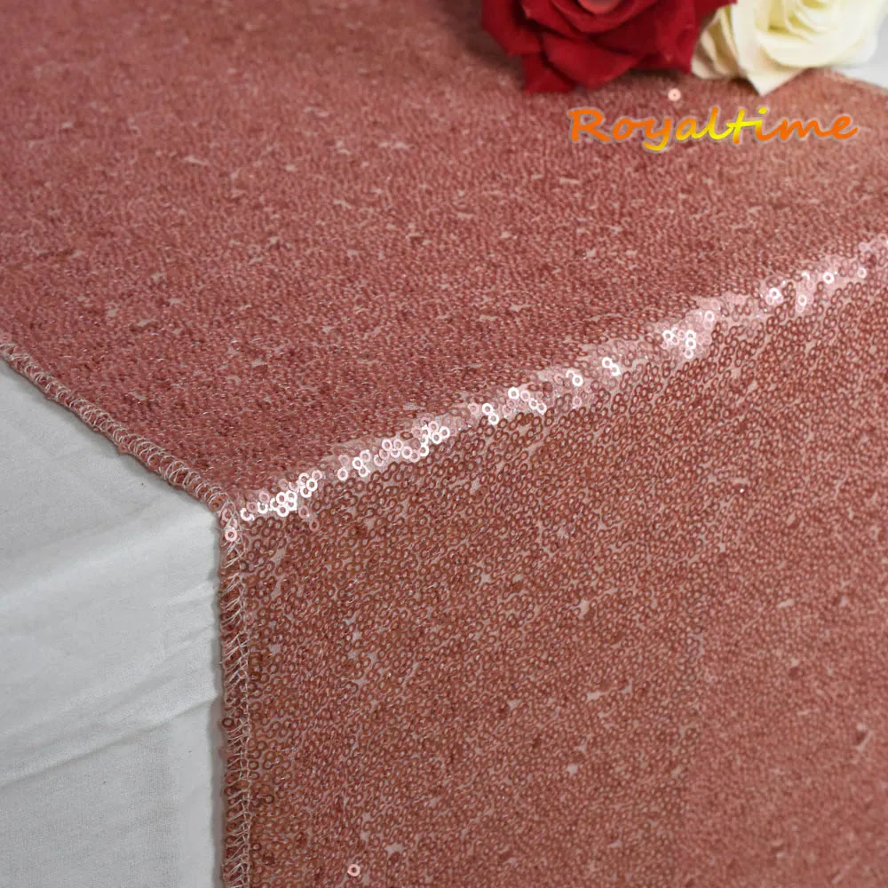 Matte Blush 30x180cm Christmas Green/Fuchsia/Burgundy/Rose Gold Sequin table runner for Party table cloth Weddings Decoration Table Runners - Цвет: Matte Blush
