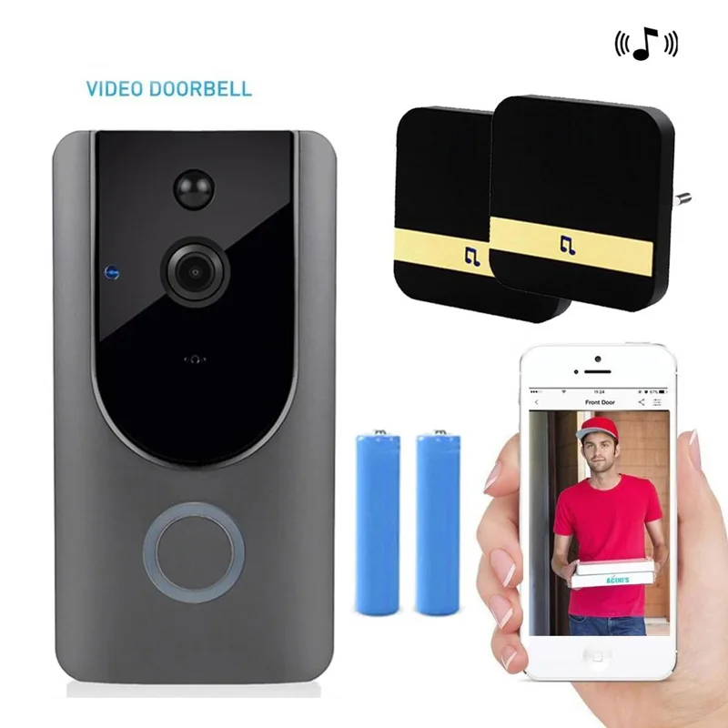 

Smart Home WiFi Video Doorbell Wireless 720P HD Ring Doorbell Camera1.0 MP Night Vision Two-way Audio Phone APP Remote PIR Alarm