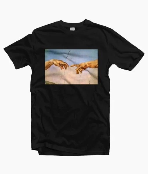 Michelangelo Hands Printed Футболка женская Tumblr гранж графическая футболка Повседневная