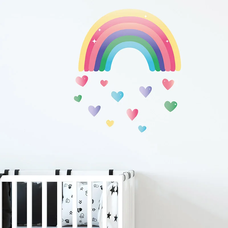 

Cartoon love rainbow Wall Sticker for kids child rooms living room bedroom decorations wallpaper colored Mural nursery stickers