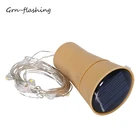 1 шт. светодиодная гирсветильник на солнечной батарее s Серебристая проволока, сказосветильник гирлянда для винной бутылки, уличная Декоративная гирлянда для рождества, свадьбы, праздника