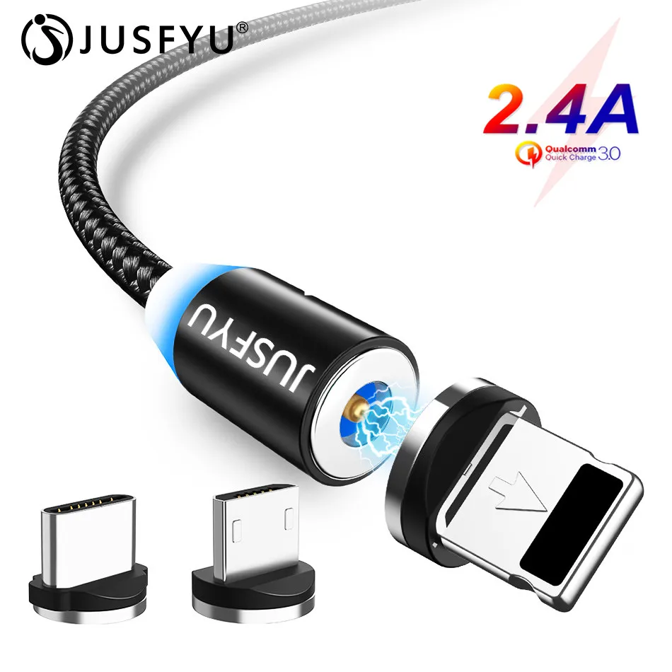 Хороший Магнитный USB кабель быстрой зарядки с разъемом типа C 1 м 2 для iPhone Xiaomi