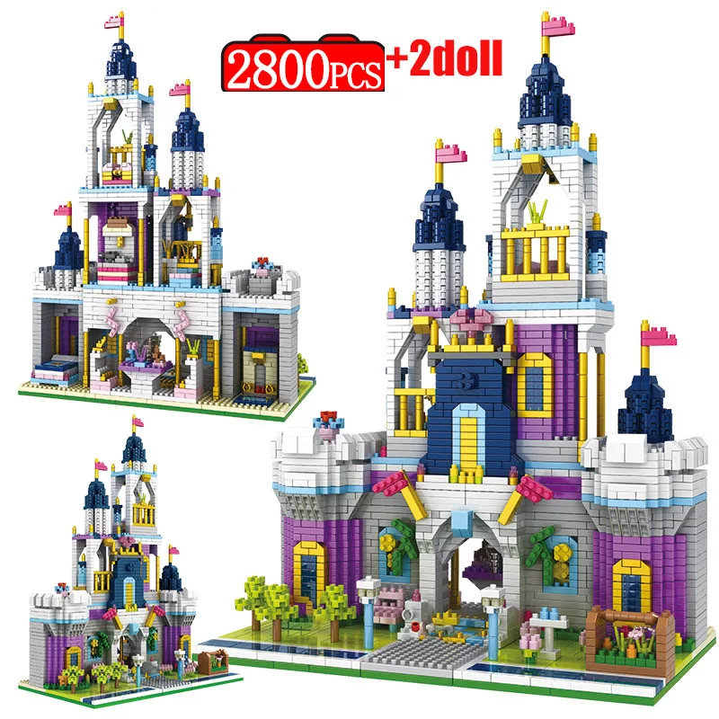 DIY Мини Алмазный Замок садовые кирпичи принцесса сказочный замок 3D модель