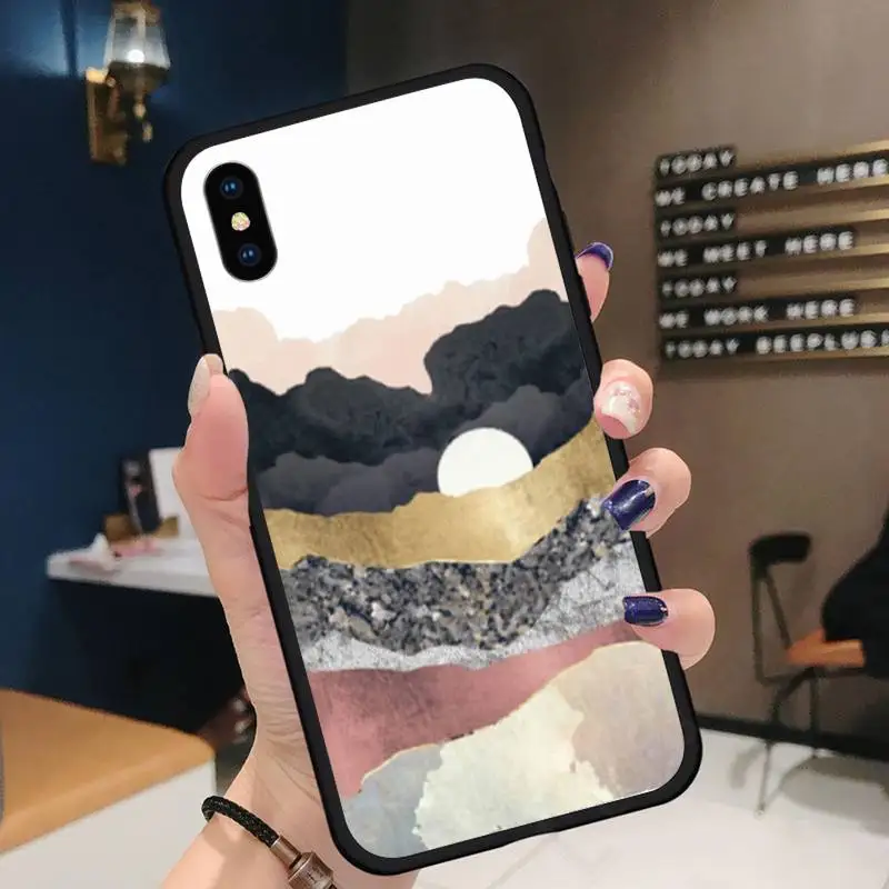 

Mountain Marble Moon shell Phone Case for iPhone 11 12 pro XS MAX 8 7 6 6S Plus X 5S SE 2020 XR