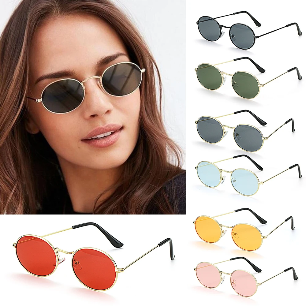 

Retro Oval Sunglasses Women Vintage Small Black Red Yellow Shades Sun Glasses Female Fashion Gradient Mirror Glasses Steampunk