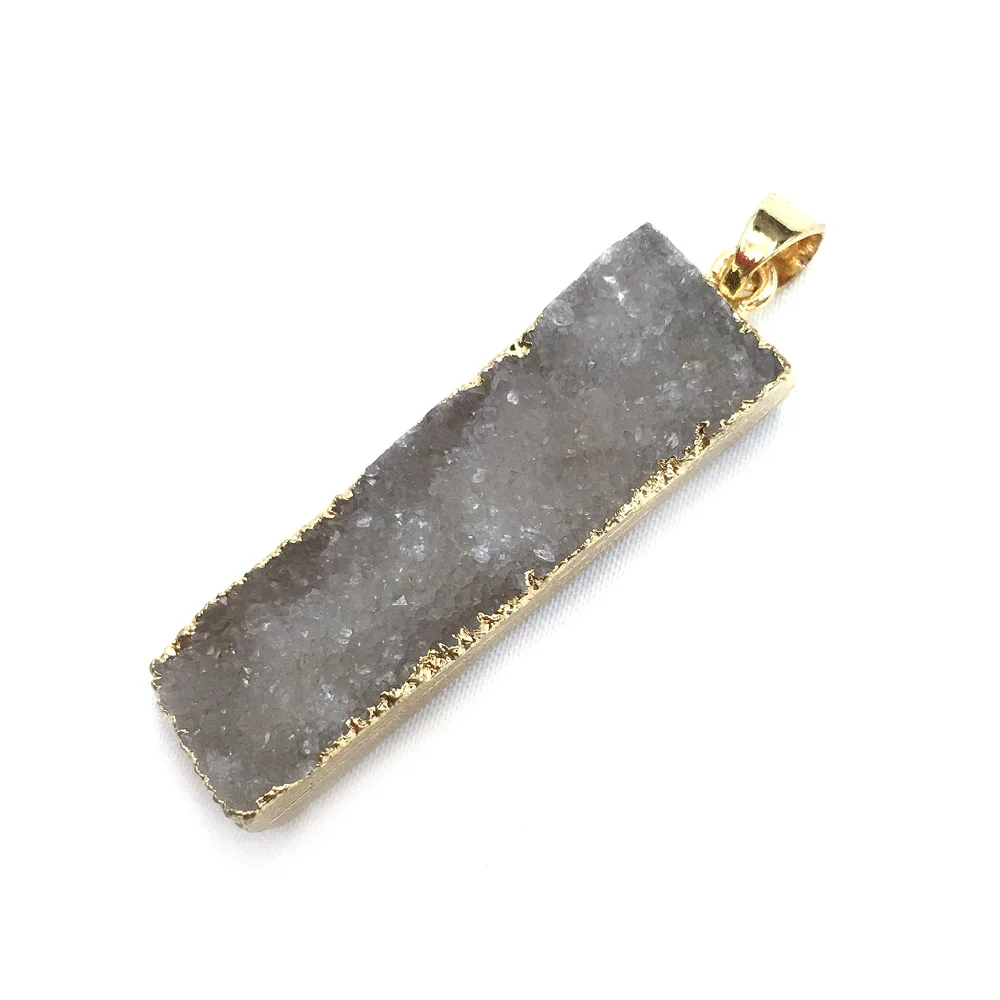 

1pcs Rectangle Natural Stone Agates Charms Pendants Mixed Color for Jewelry Making Necklace Earrings 13x40mm