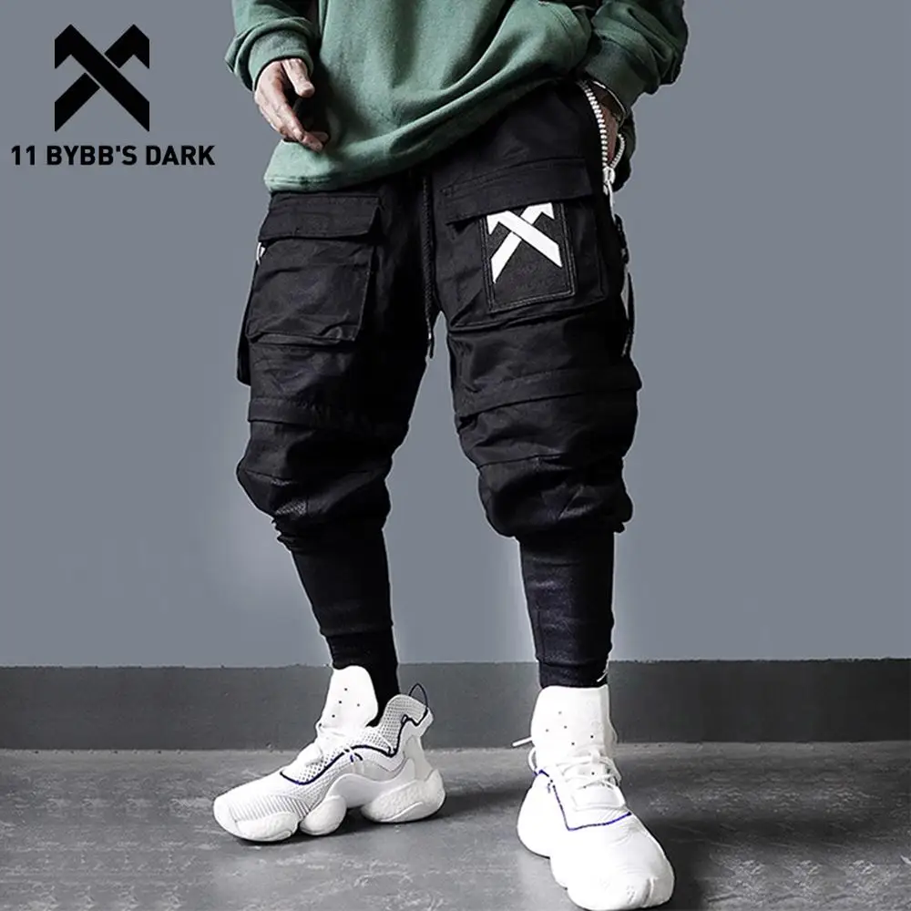 Брюки-карго мужские со съемными карманами, уличная одежда в стиле Харадзюку, джоггеры с эластичным поясом, спортивные штаны, Techwear, 2021