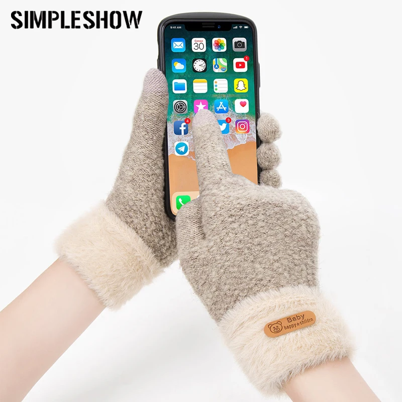 2019 Модные Детские Зимние перчатки для мальчиков и девочек вязаные мягкие зимние