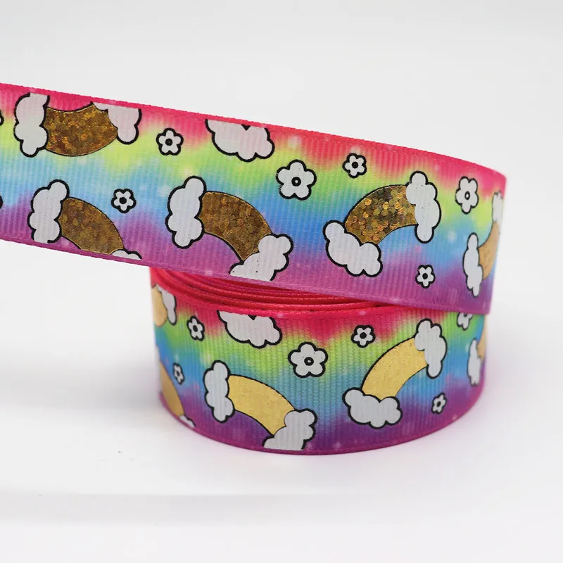 Лента для волос 10 ярдов 1 дюйм 25 мм Золотая/серебристая лента с принтом бантов