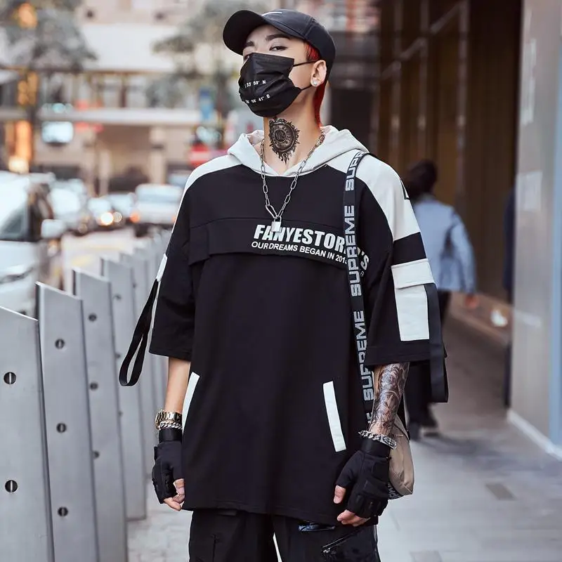 2020 мульти карман с капюшоном короткий рукав мужская мода BF хип хоп пять толстовка