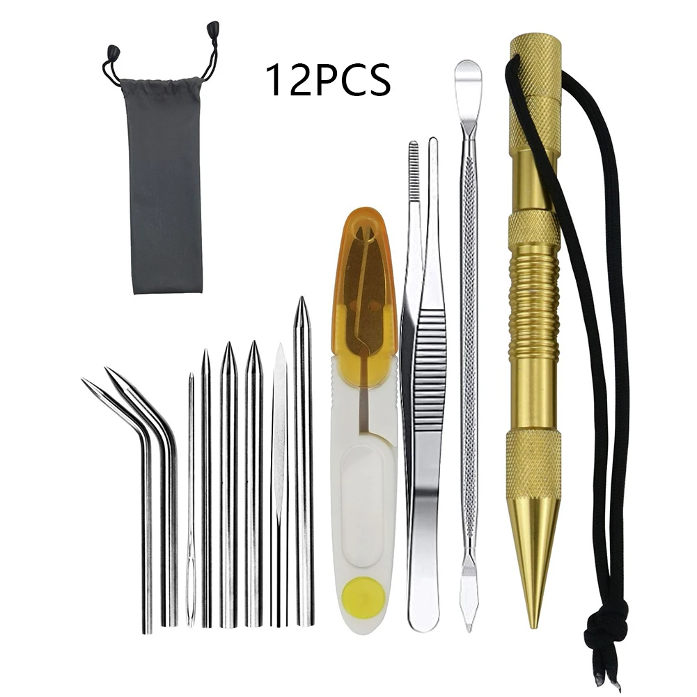 

12Pcs/Set Paracord Needles Knitting Tool Aluminium Parachute Cord Paracord Stitching Needles Set Bracelets DIY Knitting Tool Kit