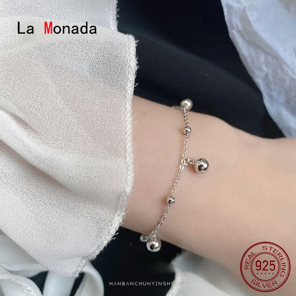 

Браслет-цепочка женский из серебра 925 пробы с крупными бусинами