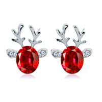 crystal gem antler earrings temperament stereo christmas reindeer earrings women lady pendant accessories jewelry