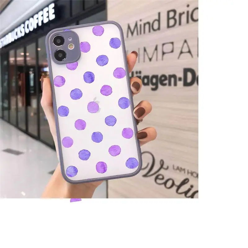 

Polka Dot Love Heart Phone Cases Matte Transparent for iPhone 7 8 11 12 s mini pro X XS XR MAX Plus cover funda shell