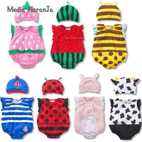 summer baby clothes fruit costume infant toddler watermelon strawberry ladybug cow bee rabbit animal cotton bodysuit with hat