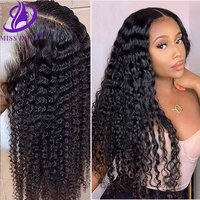 miss dona deep curly frontal lace wig human hair 38 40 inch brazilian natural color plucked cheap for black women