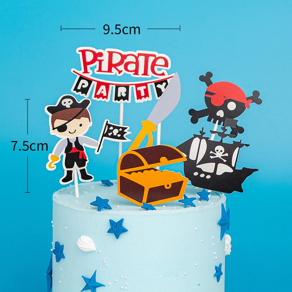 

Nautical Cake Topper Flags Skeleton Pirate Ship The Skull and Bones Rainbow Cupcake Toppers Birthday Decoration Party Baking DIY