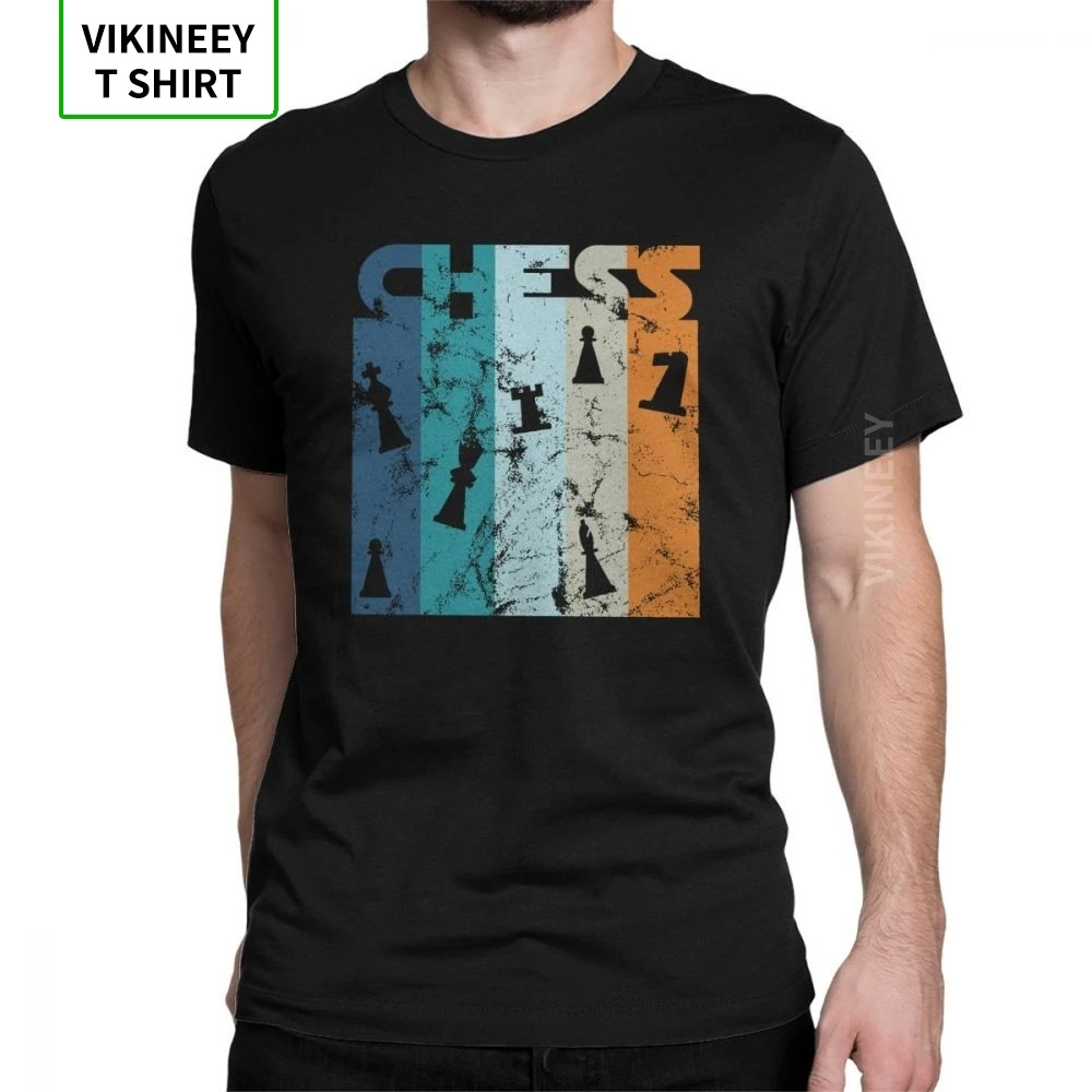 Для мужчин футболки для игры в шахматы футболка Ретро 100% хлопковые короткий