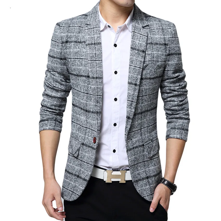 

Nice Pop Arrival Brand Clothing Jacket Men's Plaid Woolen Blazer Suit Men's Suit Jacket Fashion Slim Men's Casual Blazer Men 5XL