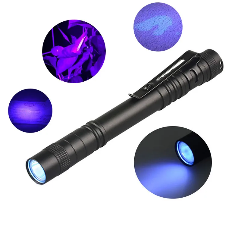 

GM 365nm 3W LED UV Penlight Mini UV LED Pen Light With Clip Function UV Pen Flashlight For Pet Urine Detect Use AAA Battery