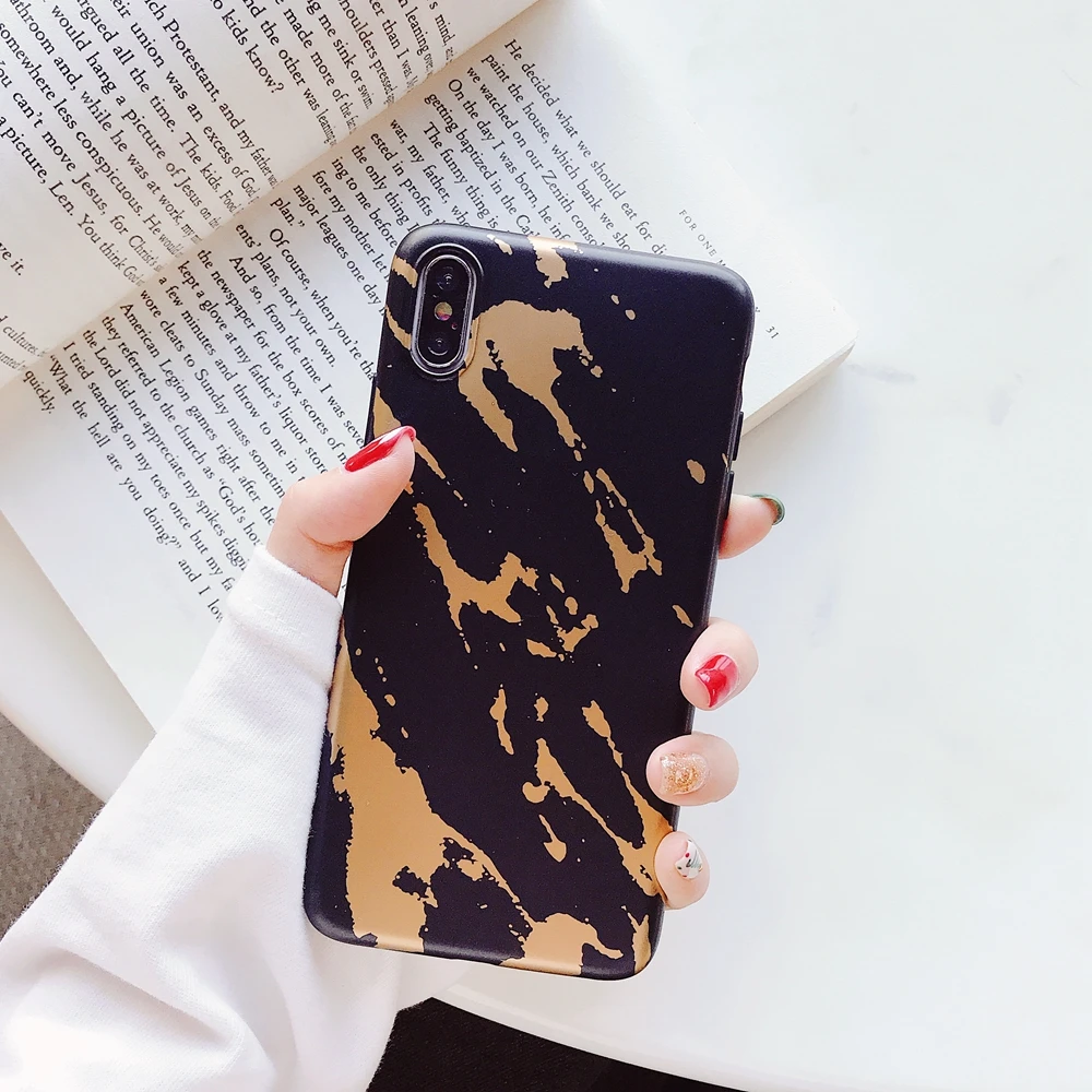 Для Funda iPhone X чехол горячего тиснения мраморный для Etui XR XS XSMax мягкий телефона