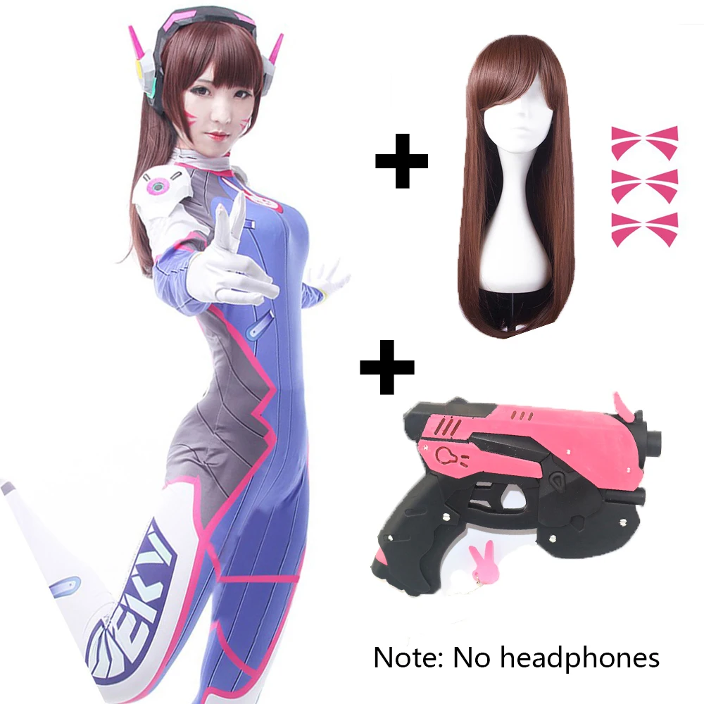 

Dva Cosplay Costume Game Female Adult child Lycra 3D Printing Spandex Halloween Party Zentai Wig Suits Gun D.Va cos