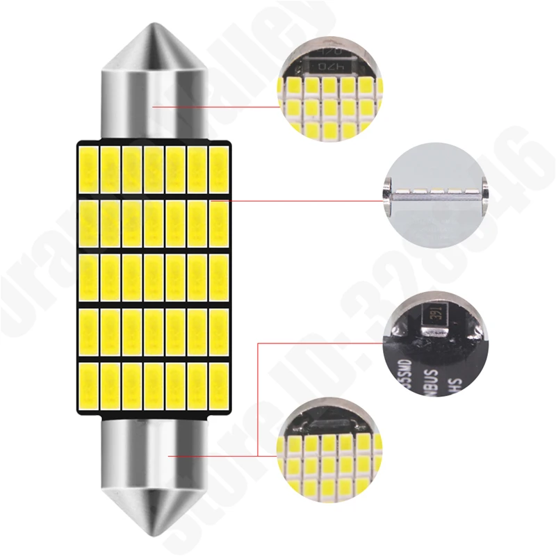 100 шт. Festoon c5w светодиодный 28 35 42 49 светильник 3014 прибор для поверхностного монтажа